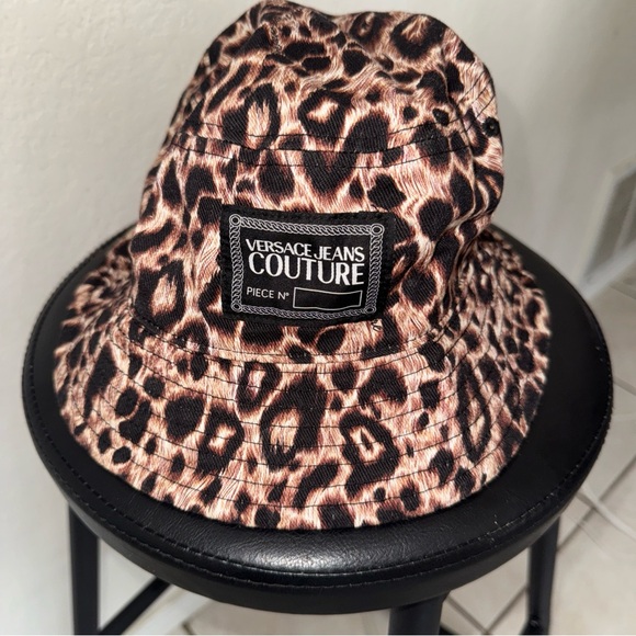 Versace Jeans Collection Accessories - Versace Jeans Collection leopard print Embossed Logo bucket hat. Size Small